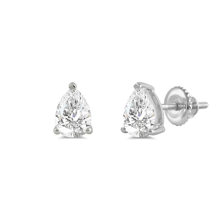 White Cubic Zirconia 14k White Gold Studs With Velvet Gift Box 2.00ctw