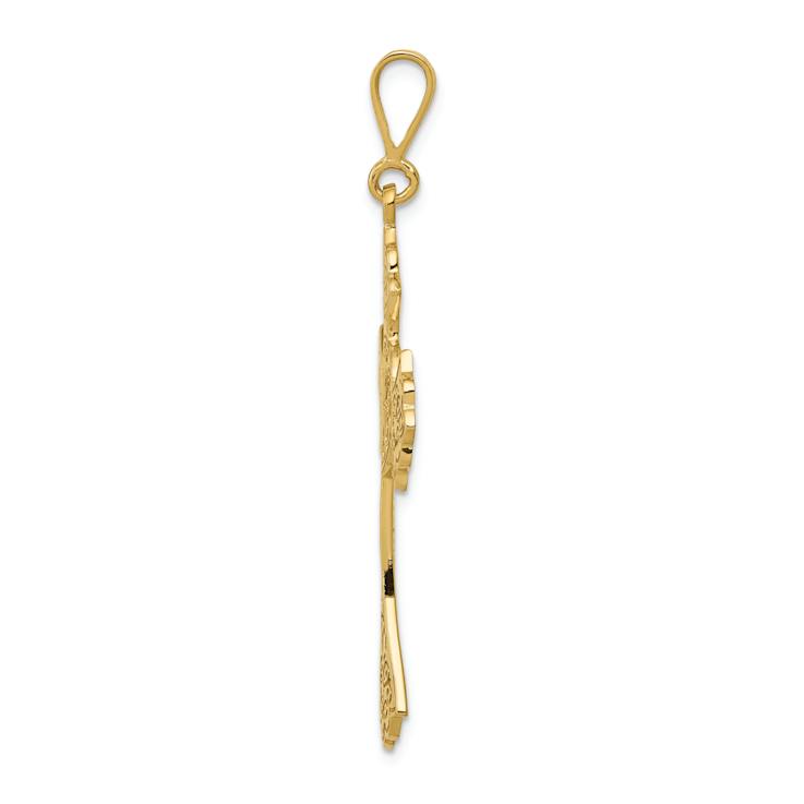 14k Yellow Gold Textured Celtic Cross Pendant