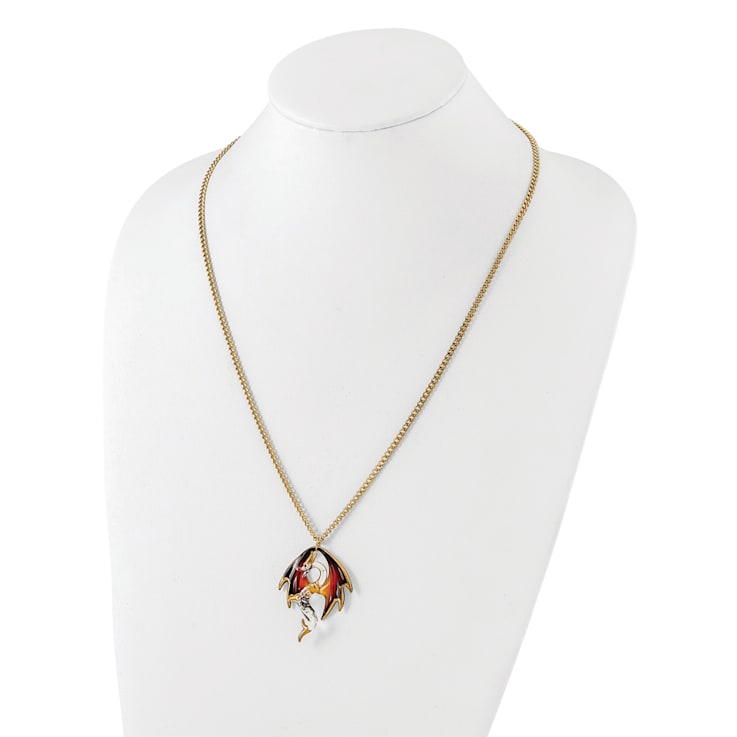 Glass Baron 22K Accent Gold-trim Dragon Gold-tone Necklace