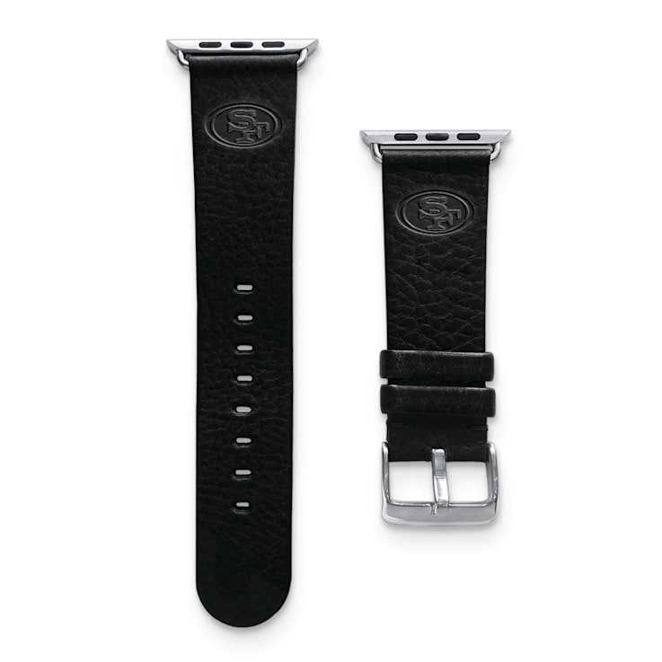 Gametime San Francisco 49ers Leather Band fits Apple Watch (42/44mm M/L
Black). Watch not included.