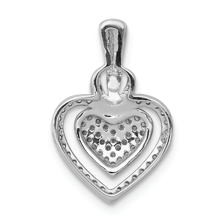 Rhodium Over 14k White Gold Diamond Fancy Double Heart Chain Slide Pendant