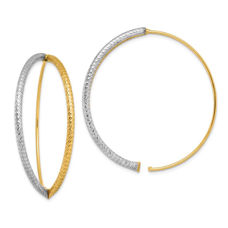 14k Yellow Gold and Rhodium Over 14k Yellow Gold Large Diamond-cut
Dangle Threader Earrings