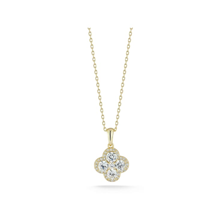 Sterling Statements 14K Yellow Gold Over Sterling Silver CZ Clover Necklace
