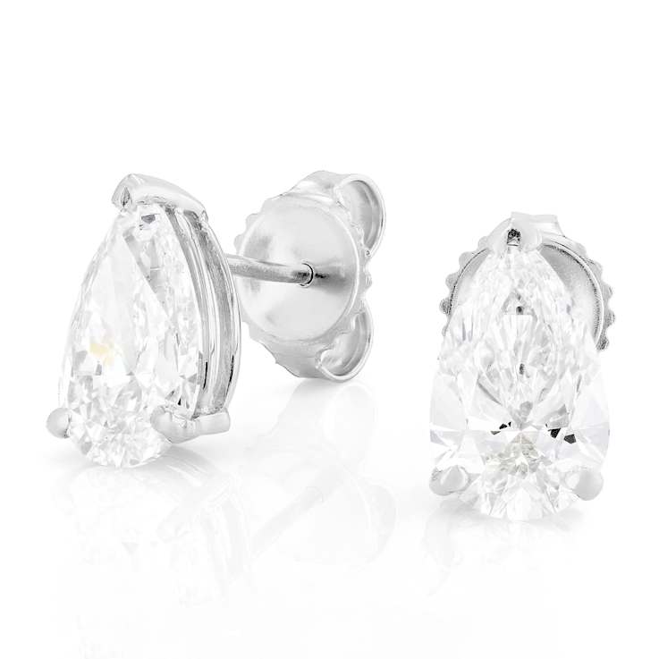 Lab-Grown Diamond Pear Shape Martini Stud Earrings In 14K White Gold 3.00ctw