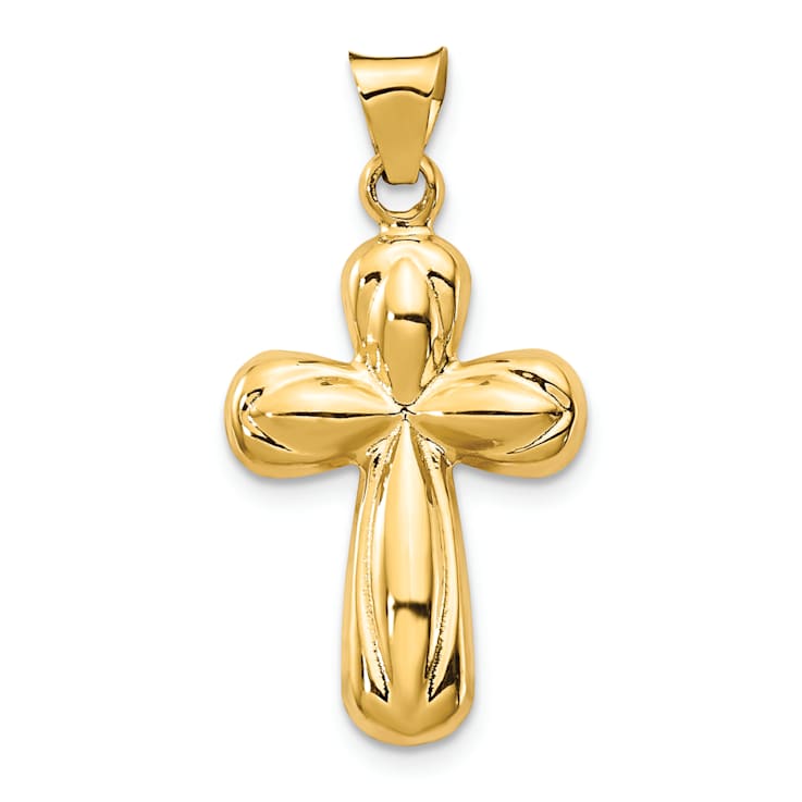 14k Yellow Gold 3D Polished Reversible Cross Pendant