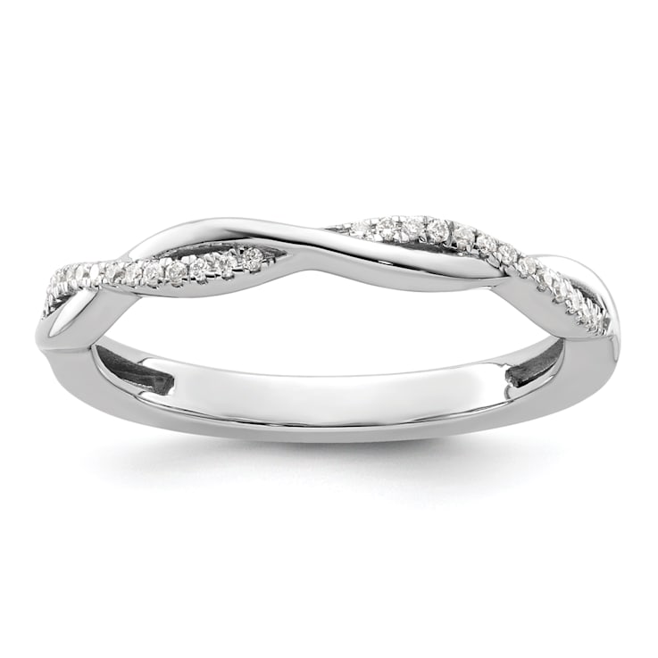 14K White Gold Stackable Expressions Diamond Twist Ring 0.084ctw