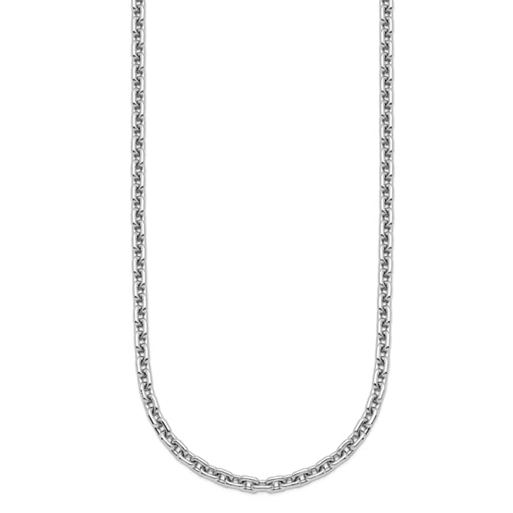 Rhodium Over Sterling Silver 4.0mm Cable 24 Inch Chain