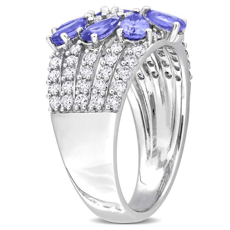 Tanzanite and Diamond 14K White Gold Ring 1.87ctw