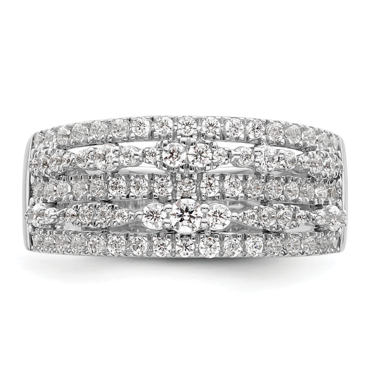 Rhodium Over 14K White Gold Diamond Band 0.88ctw