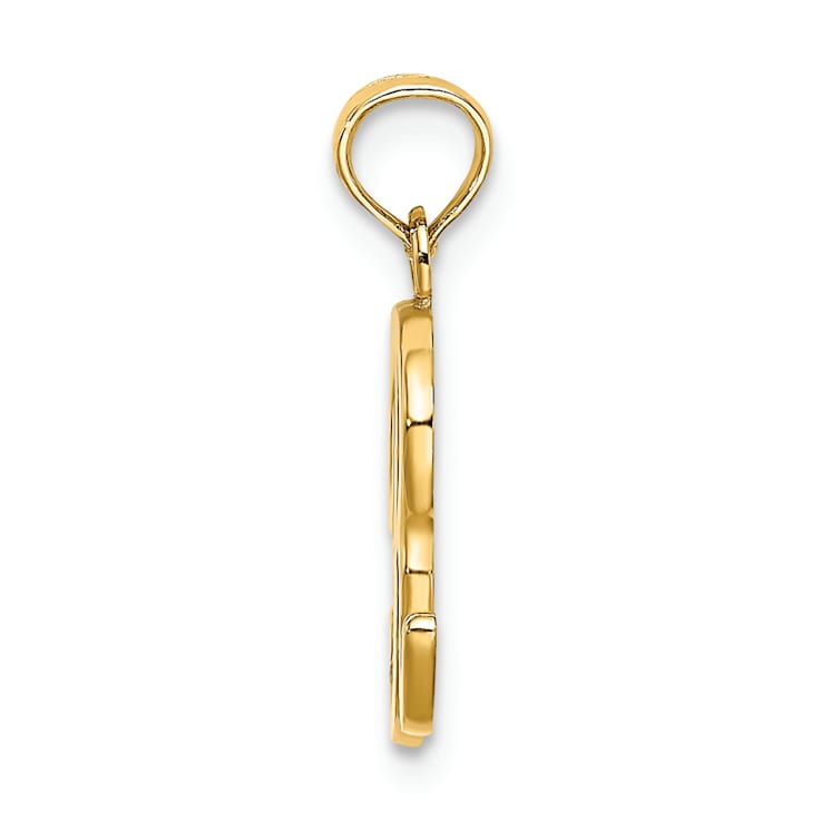 14k Yellow Gold Script Letter R Initial Pendant