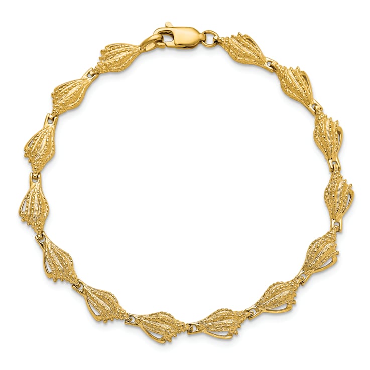 14k Yellow Gold Textured Conch Shell Bracelet