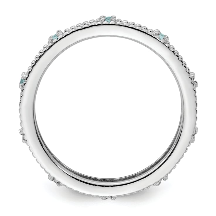 Sterling Silver Stackable Expressions Aquamarine Ring 0.13ctw