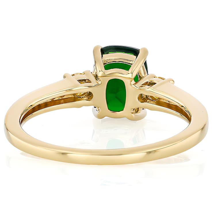 Chrome Diopside, Lab-Created Yellow Moissanite And White Zircon Ring In
18K Gold Over Sterling Silver 1.50ctw