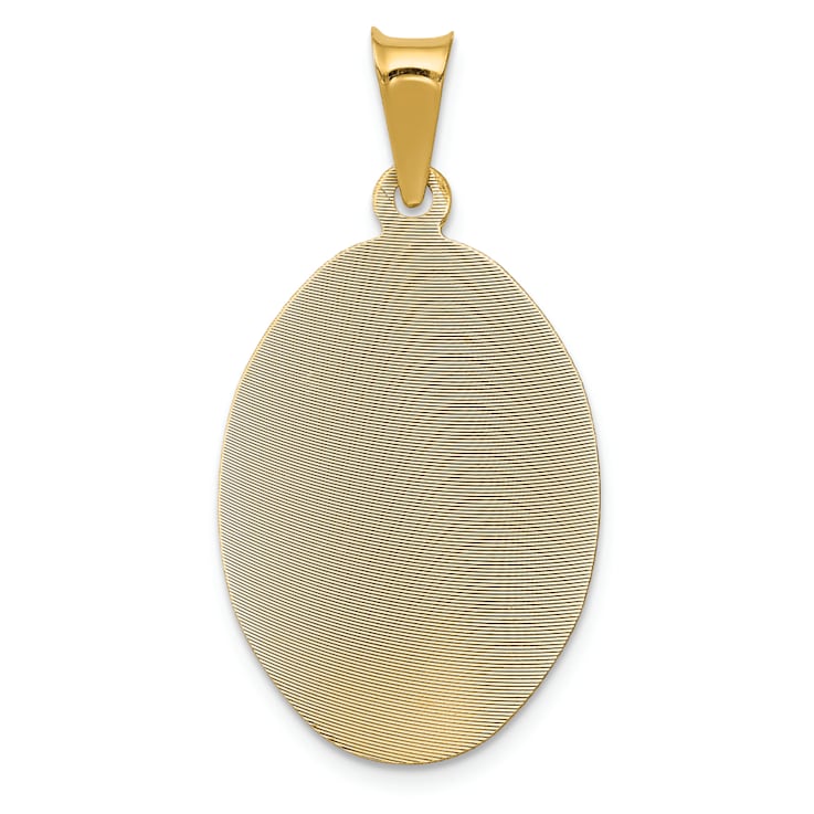 14K Yellow Gold Polished Diamond-cut Lady Of Guadalupe Oval Pendant