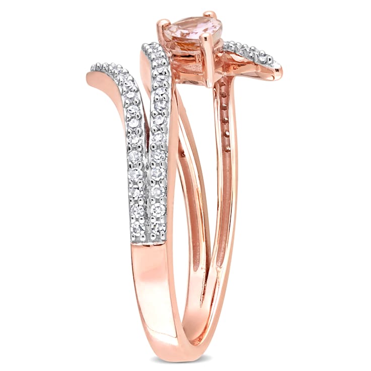 0.37ctw Morganite And 0.25ctw Diamond Accent 10k Rose Gold Ring