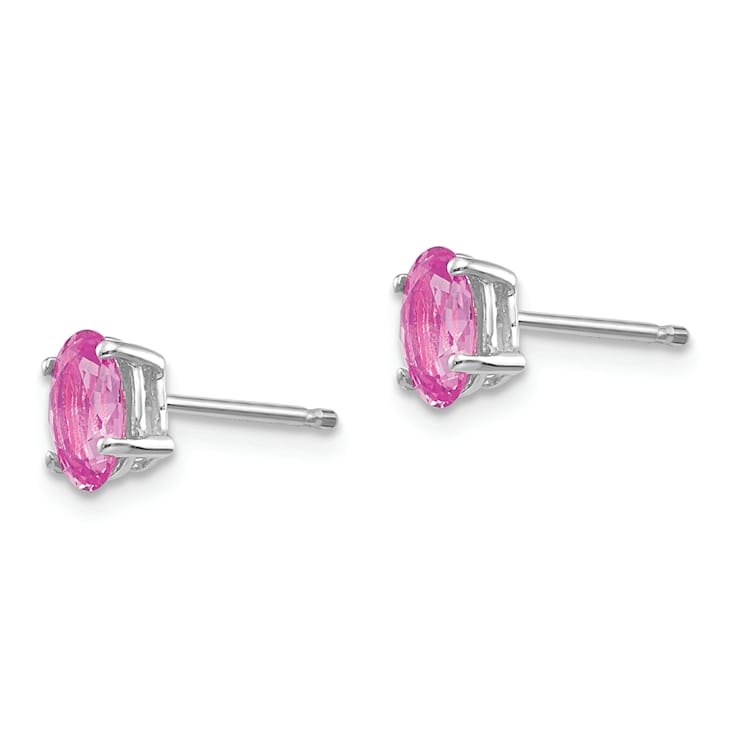 Rhodium Over 14K White Gold Pink Sapphire Earrings