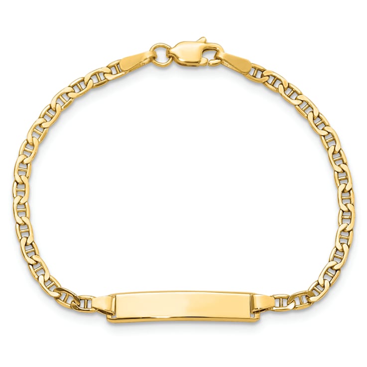 14k Yellow Gold Polished Mariner Link ID Bracelet
