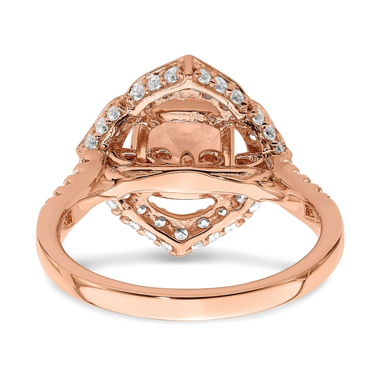 14K Rose Gold Morganite Diamond Halo Engagement Ring 1.91ctw
