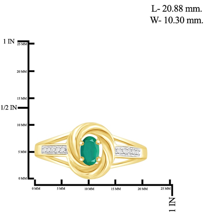 Green Emerald 14K Gold Over Sterling Silver Ring 0.33ctw
