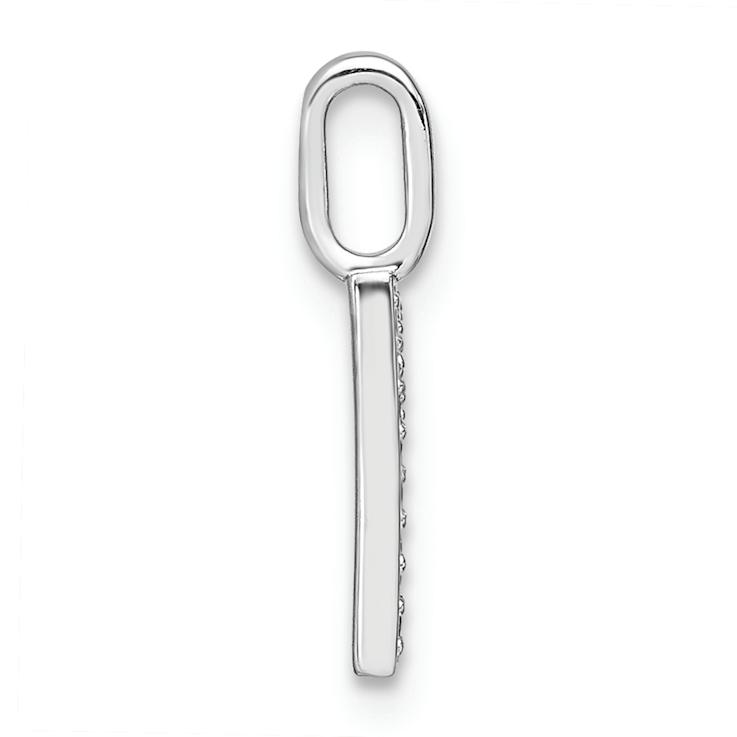 14K White Gold Diamond Lower Case Letter R Initial Pendant