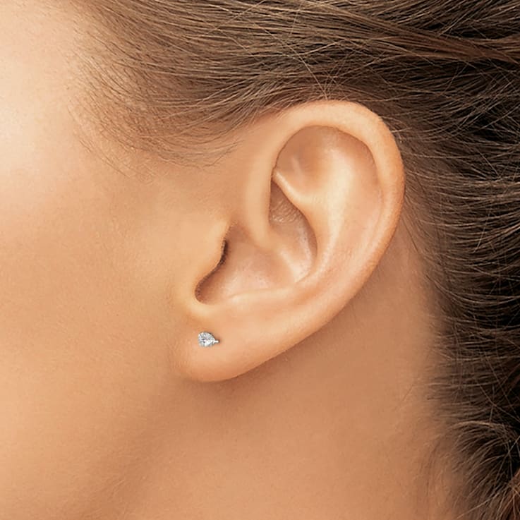 Sterling Silver Polished Children's 3mm Round Snap Set CZ Stud Earrings