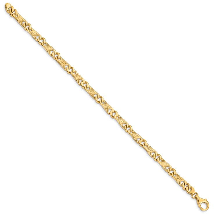 14k Yellow Gold 5.5mm Hand-polished Fancy Link Bracelet