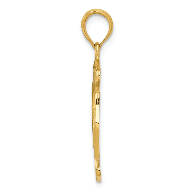 14k Yellow Gold Textured Fire Department FD Saint Florian Badge Pendant