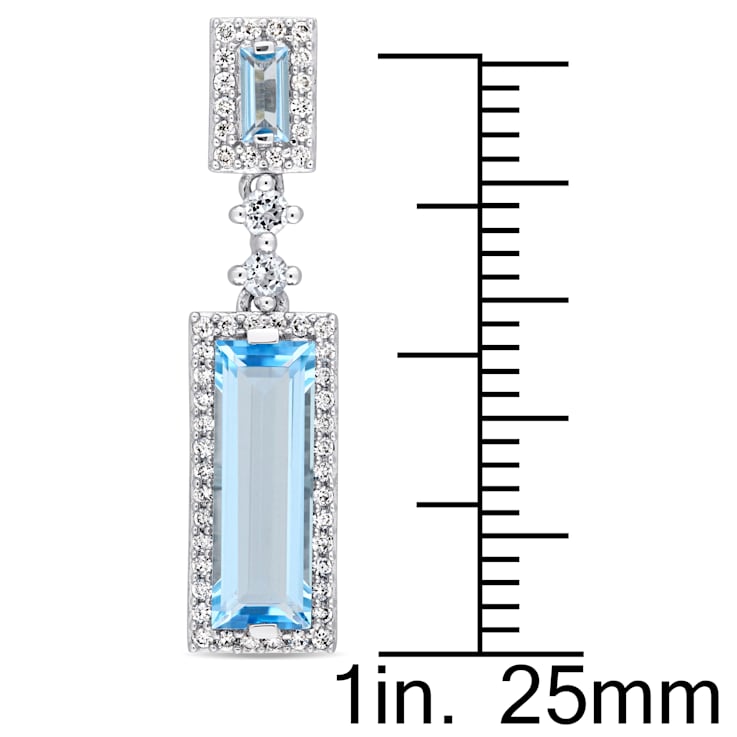 3.75ct Sky Blue Topaz And 0.33ctw White Diamond 14k White Gold Halo
Dangle Earrings