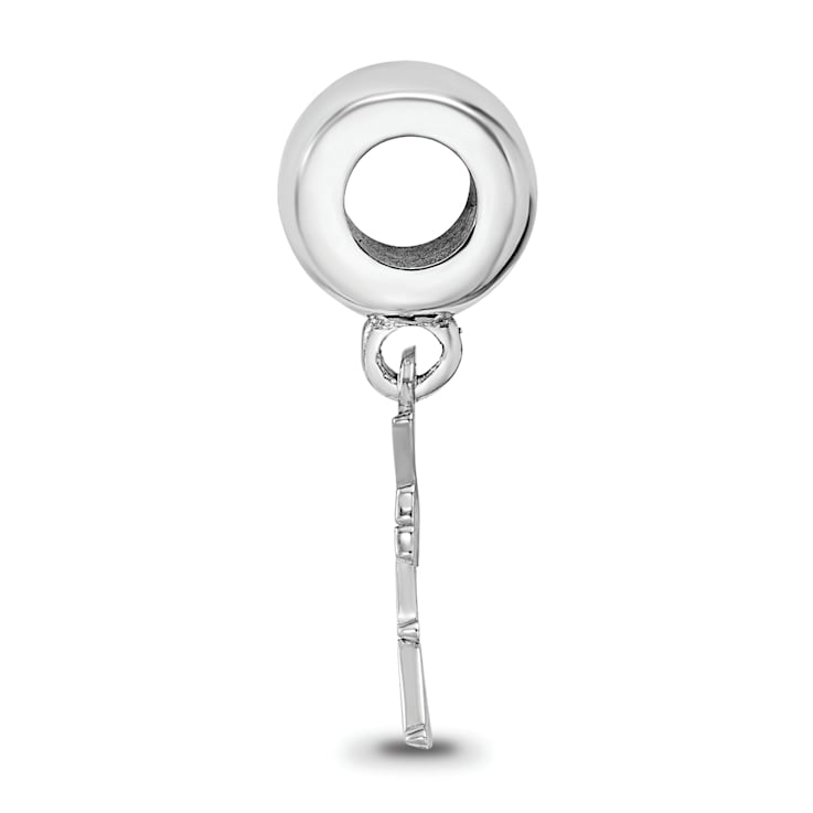 Rhodium Over Sterling Silver LogoArt Zeta Tau Alpha Vertical Letters Bead