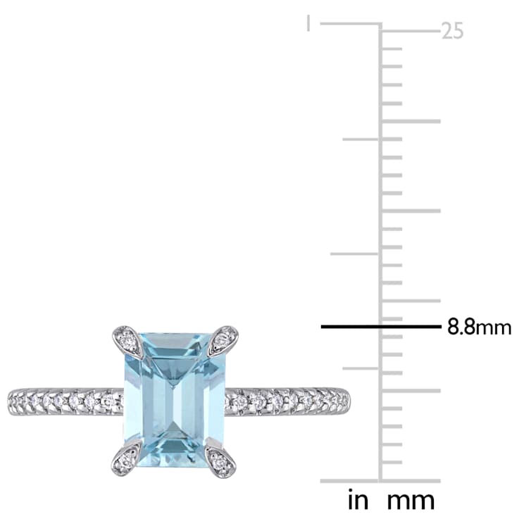 Aquamarine and Diamond 14K White Gold Engagement Ring 2ctw