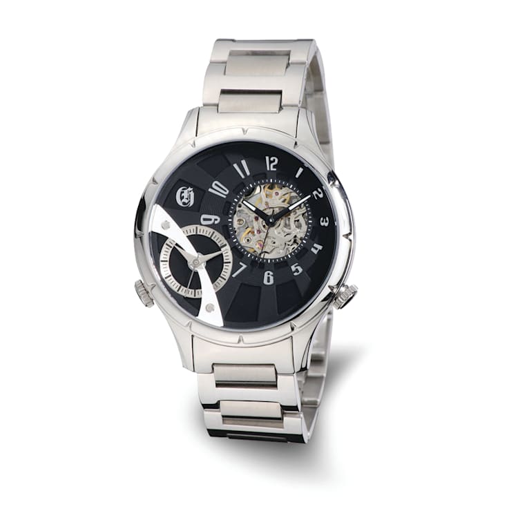 Charles Hubert Men's Stainless Steel 44mm Dual Time Watch