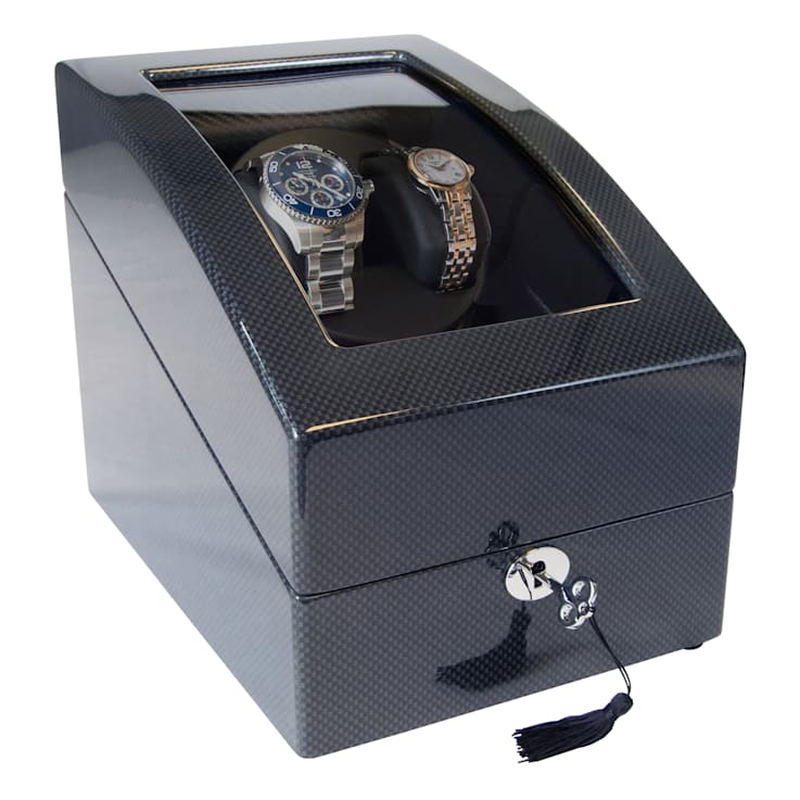 Mele and Co Gustavo Glass Top Vegan Leather Watch Winder