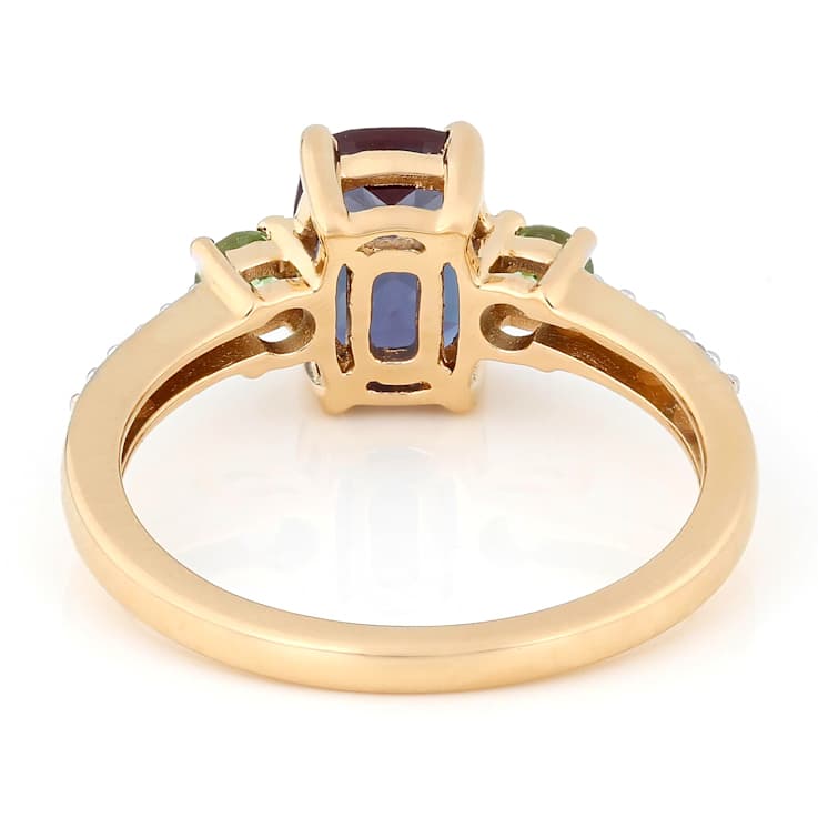 Lab-Created Alexandrite, Tsavorite And White Zircon Ring In 18K Gold
Over Sterling Silver 2.52ctw