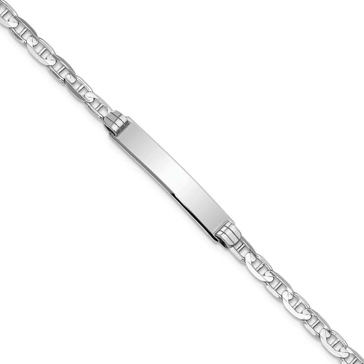 Rhodium Over 14k White Gold Mariner Link ID Bracelet
