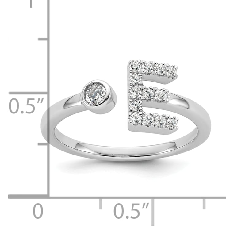 Rhodium Over 14K White Gold Lab Grown Diamond VS/SI GH, Initial E
Adjustable Ring