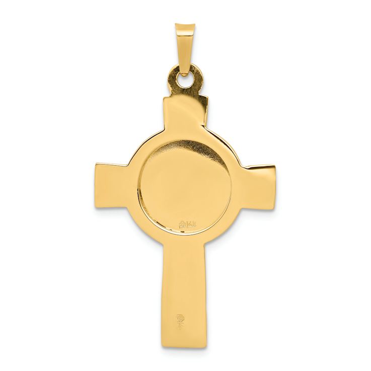 14k Yellow Gold Cross with Saint Michael Medal Pendant