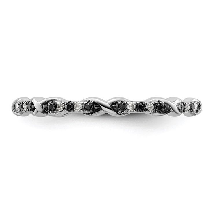 Sterling Silver Stackable Expressions Black and White Diamond Ring 0.14ctw