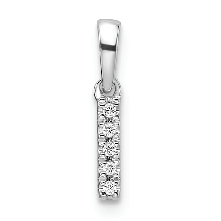 14K White Gold Diamond Letter I Initial with Bail Pendant