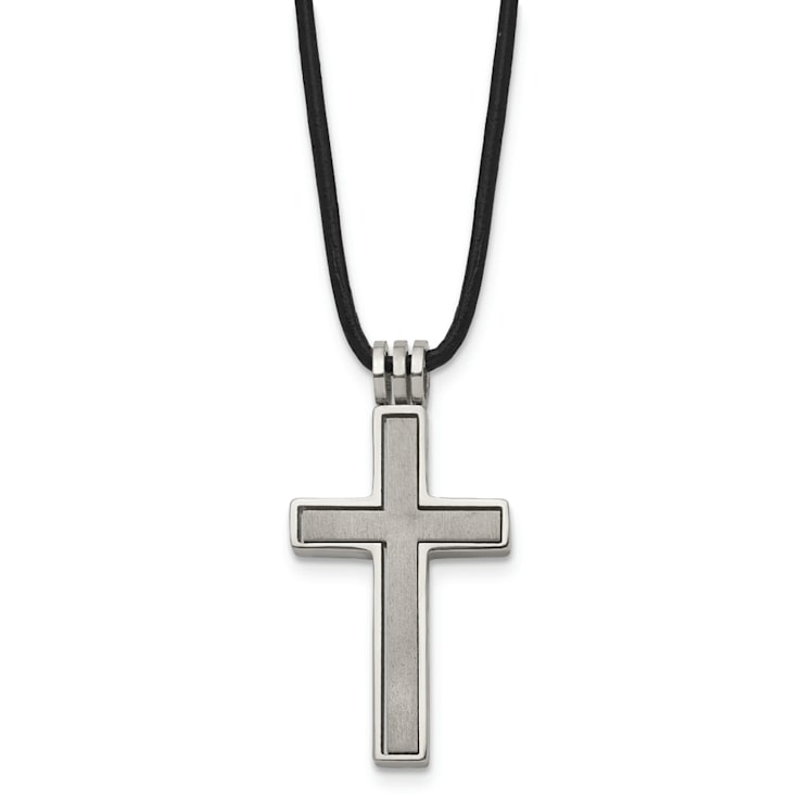 Men's Cross Pendant With Chain In Titanium