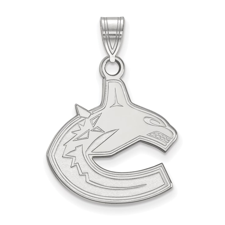 Rhodium Over Sterling Silver NHL LogoArt Vancouver Canucks Large Pendant