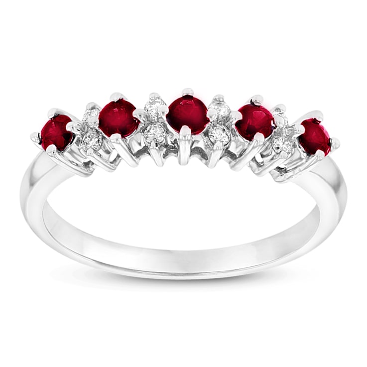 0.52ctw Ruby and Diamond Band Ring in 14k White Gold