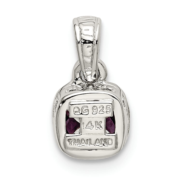 Rhodium Over Sterling Silver with 14k Accent Amethyst Pendant