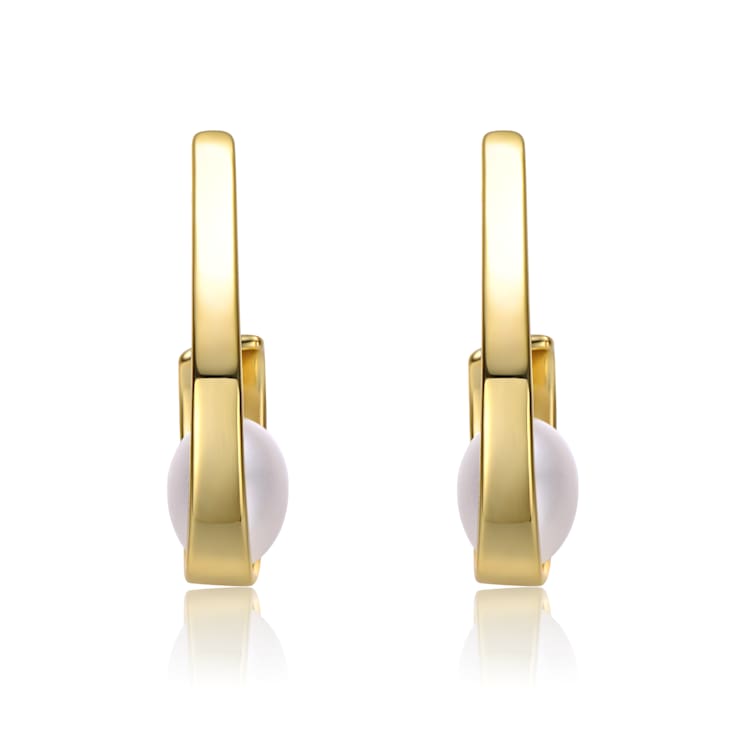 Pear Shape Freshwater Pearl Half-Hoop Drop Earrings In 14K Gold Over
Sterling Silver