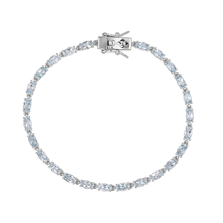 Aquamarine Tennis Bracelet In Sterling Silver 4.62ctw