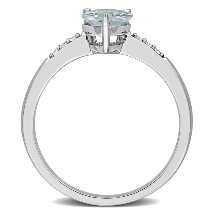 Aquamarine and Diamond 14K White Gold Ring 0.94ctw