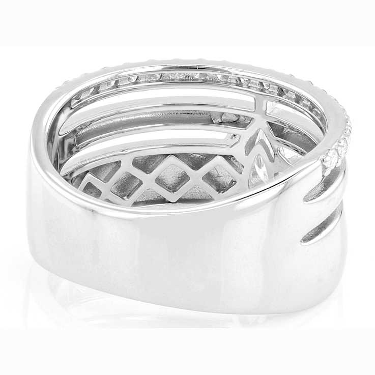 Pear And Round Moissanite Ring In Platinum-Enhanced Sterling Silver