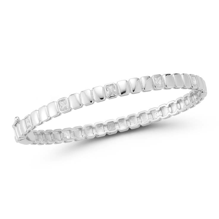 Rachel Zoe Bezel Set Radiant-Cut CZ Bangle Bracelet in Rhodium Over
Sterling Silver