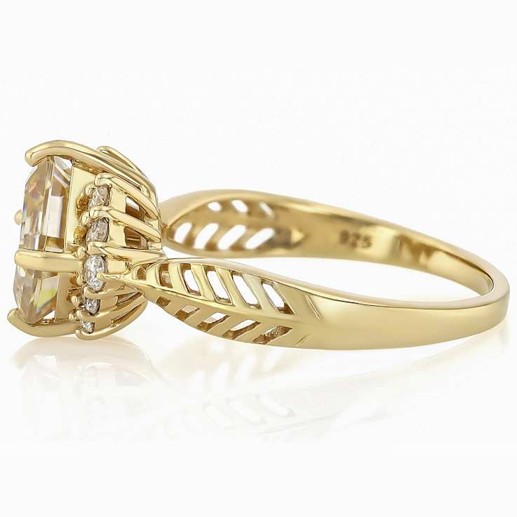 Diamond Simulant And Lab-Grown Diamond Ring In 18K Gold Over Sterling
Silver 3.55ctw