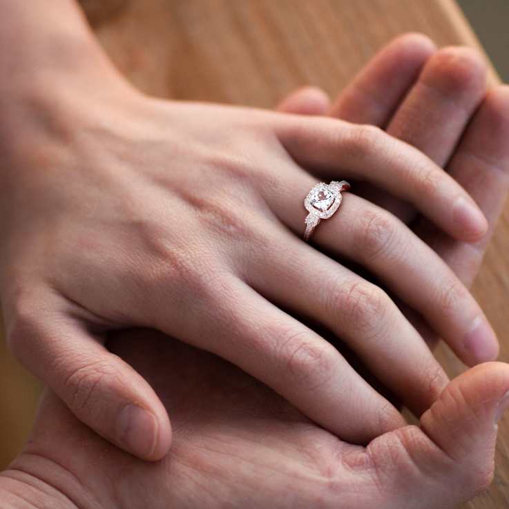 Aquamarine and Diamond 10K White Gold Halo Ring 0.69ctw