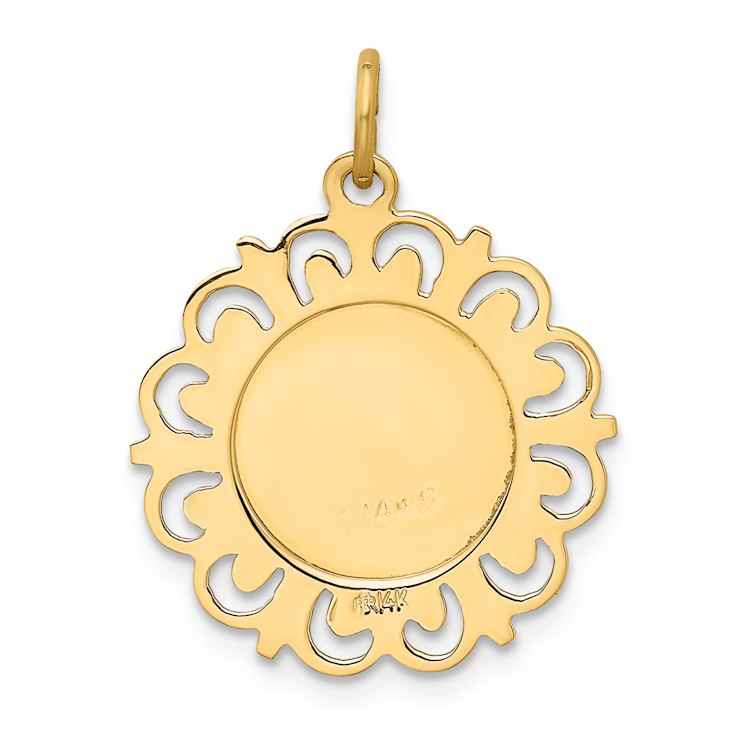 14k Yellow Gold Satin Our Lady Of The Assumption Medal Pendant